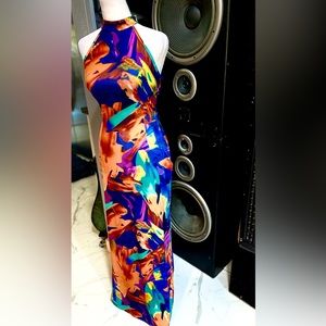 NWOT Pretty Bright Summer Dress Floor Length Multi Color Size:Small